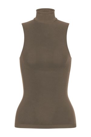 Khaki sleeveless roll-neck top PHILOSOPHY DI LORENZO SERAFINI | A088457010428